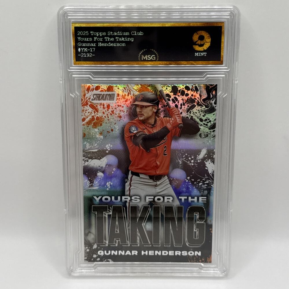 2025 Topps Stadium Club-Gunnar Henderson- Yours For The Taking Orioles Graded 9